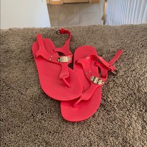 Michael Kors pink rubber sandals